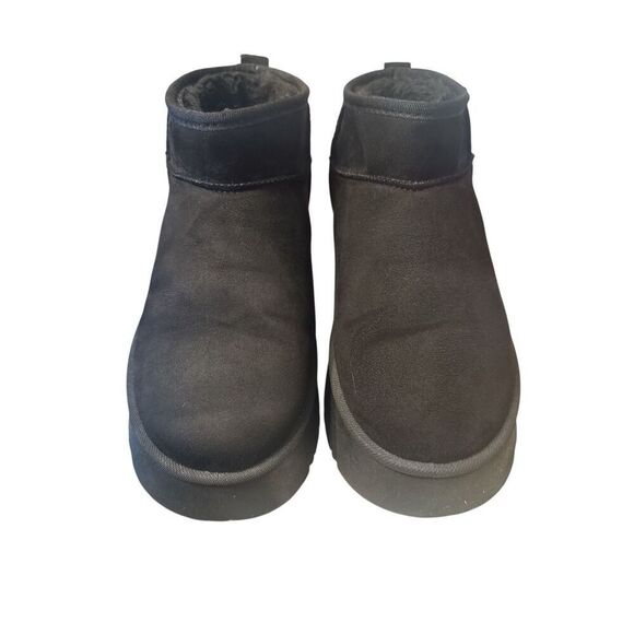 Charlotte Russe Black Faux Suede Platform Bootie Slip On Size 8 - Picture 3 of 8